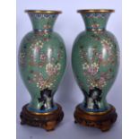 A PAIR OF EARLY 20TH CENTURY CHINESE CLOISONNE VASE, decorated with flowering rock, together with ha