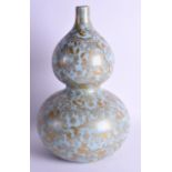 A CHINESE ROBINS EGG TYPE GILT PORCELAIN DOUBLE GOURD VASE probably Late Qing, bearing Qianlong mark