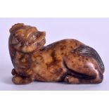 AN 18TH/19TH CENTURY CHINESE MUTTON YELLOWISH JADE FIGURE OF A BEAST Qing. 6 cm wide.