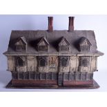 A VERY RARE LARGE 19TH CENTURY CARVED AND POLYCHROMED DOLLS HOUSE modelled after the Ancient House a