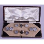 A SET OF ART DECO SILVER AND PEARL DRESS CUFFLINKS.