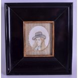 A RARE 19TH CENTURY SOUTH AMERICAN IVORY PORTRAIT MINIATURE depicting a lady in a hat. Ivory 5 cm x