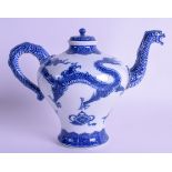 A RARE 19TH CENTURY JAPANESE MEIJI PERIOD BLUE AND WHITE TEAPOT AND COVER by Makuzu Kozan, painted w