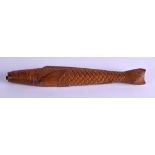 A RARE 19TH CENTURY JAPANESE MEIJI PERIOD CARVED BOXWOOD PIPE in the form of a fish. 20 cm long.