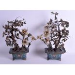 A PAIR OF LATE 19TH CENTURY CHINESE CLOISONNE ENAMEL BONZAI TREES Late Qing. 36 cm x 16 cm.