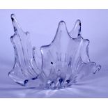 A CHANCE OR HANDKERCHIEF GLASS DISH, naturalistic in design. 13 cm x 17 cm.