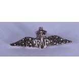 A SOLID SILVER RAF BADGE OR BROOCH, marked "silver". 4.1 cm wide.