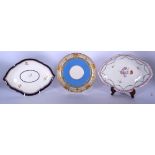 AN EARLY 20TH CENTURY KPM BERLIN PORCELAIN DISH, together with a Derby dish and another. Largest 22.