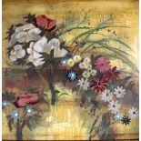 BRITISH SCHOOL (20th century), framed oil on canvas, study of flowers, unsigned. 101 cm x 99 cm.