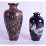 A 19TH CENTURY JAPANESE MEIJI PERIOD CLOISONNE ENAMEL VASE decorated with roundels, together with an