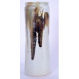 AN AMERICAN STUDIO POTTERY VASE, formed with drip glaze decoration. 24.5 cm high.