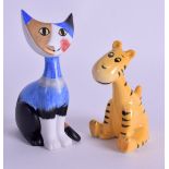 AN UNUSUAL GOEBEL ANGELO FIGURE OF A CAT together with a Beswick gold stamp tiger. 11 cm & 9 cm high