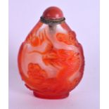 A 19TH CENTURY CHINESE PEKING GLASS SNUFF BOTTLE Qing, decorated with a phoenix bird and an opposing