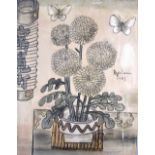 JAPANESE SCHOOL (20th century) UNFRAMED OIL ON CANVAS, signed & dated 1961, study of butterflies cir