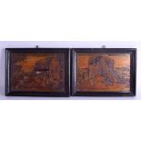A PAIR OF 18TH CENTURY CONTINENTAL STRAW WORK PANELS depicting various scenes of peasants within lan