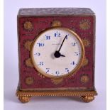 AN EARLY 20TH CENTURY COLD PAINTED BRONZE MINIATURE ZENITH CLOCK decorated with floral roundels. 5.5