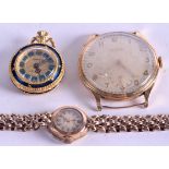 A 9CT GOLD ZENITH WATCH together with a 9ct gold ladies wristwatch & another. (3)