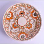 AN ART DECO CROWN DUCAL ORANGE CHARGER by Charlotte Rhead. 32 cm diameter.