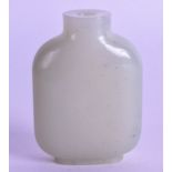 A 19TH CENTURY CHINESE CARVED GREENISH WHITE JADE SNUFF BOTTLE Qing. 6 cm high.