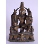 A 16TH/17TH CENTURY INDIAN BRONZE FIGURE OF A BUDDHIST DEITY with silver inlaid eyes. 9.5 cm x 6.5 c