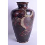 A LARGE 19TH CENTURY JAPANESE CLOISONNE ENAMEL DRAGON VASE decorated upon an unusual swirling ground