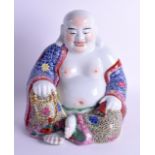 A LARGE EARLY 20TH CENTURY CHINESE FIGURE OF A SEATED BUDDHA modelled holding gilt prayer beads. 31