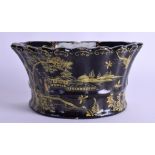 A VERY RARE EARLY 18TH CENTURY DUTCH DELFT NOIR CHINOISERIE BOUGHT POT possibly by Pieter Adriaenszo