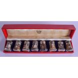 A SET OF EIGHT BOXED CARTIER CONDIMENTS. 1.6 oz. 3.5 cm high.