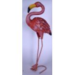 MANNER OF JOHN OLSEN METAL SCULPTURE OF A FLAMINGO, formed standing with twist legs. 63 cm high.