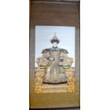 A CHINESE SCROLL 20th Century, depicting an Emperor. Image 47 cm x 28 cm.