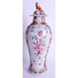 AN UNUSUAL 18TH CENTURY CHINESE EXPORT FAMILLE ROSE VASE AND COVER Qianlong, painted with floral spr