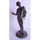AN 18TH/19TH CENTURY CONTINENTAL BRONZE FIGURE OF NARCISSUS After the Antique, unusually well modell
