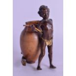 AN EARLY 20TH CENTURY AUSTRIAN COLD PAINTED BRONZE FIGURE modelled as an ethnic male beside an urn.