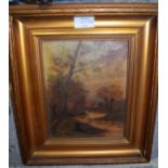 ENGLISH SCHOOL (early 20th century) FRAMED OIL ON CANVAS, river landscape. 21.5 cm x 16.5 cm.