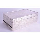 A LARGE 19TH CENTURY JAPANESE MEIJI PERIOD SILVER BOX AND COVER decorated with trailing vines and fo