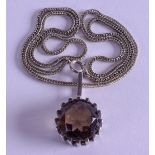 A 1970S SILVER AND SMOKEY TOPAZ NECKLACE.