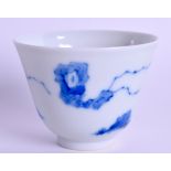 AN EARLY 20TH CENTURY CHINESE BLUE AND WHITE PORCELAIN TEABOWL bearing Xianfeng marks to base, paint