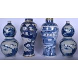 A 19TH CENTURY CHINESE BLUE AND WHITE PORCELAIN BALUSTER VASE, together with another similar and a p