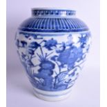 AN 18TH CENTURY JAPANESE EDO PERIOD BLUE AND WHITE VASE C1720 painted with floral sprays. 27 cm high