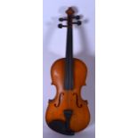 A 20TH CENTURY VIOLIN, formed with single back piece. 56 cm long.