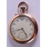 AN ANTIQUE YELLOW METAL POCKET WATCH with subsidiary dial. 4 cm diameter.