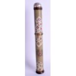 AN ISLAMIC MIDDLE EASTERN FOUR PIECE WIRTING CASE PEN BOX with mother of pearl mounts, painted with