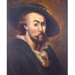 ENGLISH SCHOOL (19th century) FRAMED OIL ON PANEL, quarter length portrait of a bearded male wearing