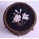 A LATE 19TH CENTURY FRENCH GUTTIN PIETRA DURA MARBLE BOX AND COVER decorated with foliage. 7.5 cm x