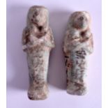 TWO EGYPTIAN FAIENCE GLAZED USHABTI. 9.5 cm high. (2)