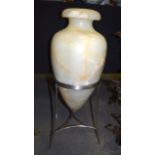 A 19TH CENTURY CONTINENTAL CARVED MARBLE AMPHORA upon a later stand. Amphora 50 cm x 24 cm.