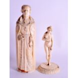 AN UNUSUAL 19TH CENTURY CONTINENTAL CARVED IVORY EROTIC FIGURE modelled as a standing cardinal, the