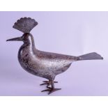 AN 18TH/19TH CENTURY MIDDLE EASTERN INDO PERSIAN FIGURE OF A BIRD with gilt highlights. 25 cm x 21 c