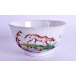 AN 18TH CENTURY CHINESE TEABOWL probably London decorated, painted with the Wolf & Lamb, by Jefferye