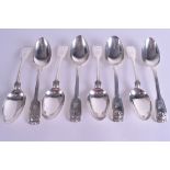 A GOOD SET OF EIGHT GEORGE III SILVER DESSERT SPOONS by Paul Storr. London 1811. 25.3 oz. (8)